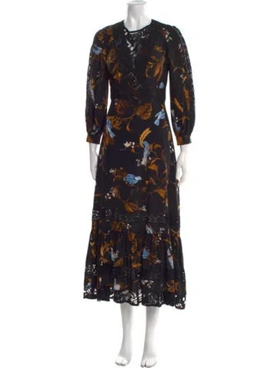 Pre-owned Erdem Silk Long Dress In Black