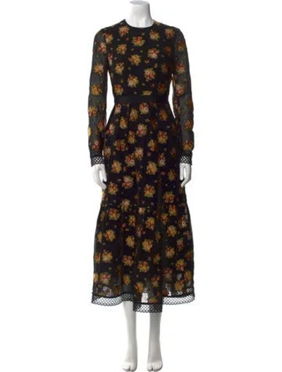 Pre-owned Erdem Silk Long Dress In Black