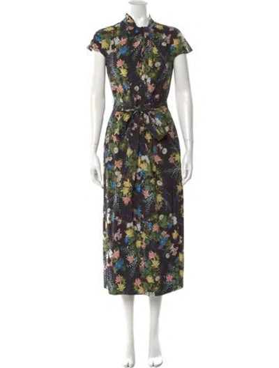 Pre-owned Erdem Silk Long Dress In Black