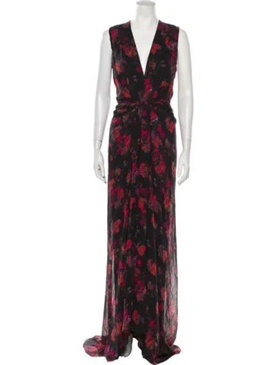 Pre-owned Erdem Silk Long Dress In Black