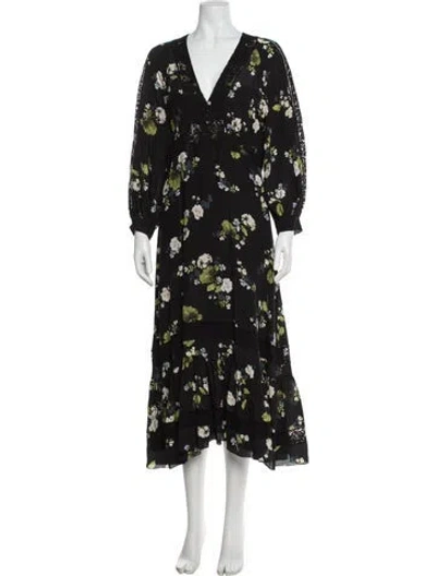 Pre-owned Erdem Silk Long Dress In Black