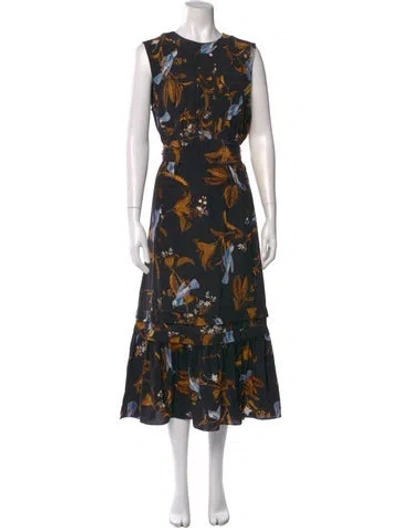 Pre-owned Erdem Silk Long Dress In Black