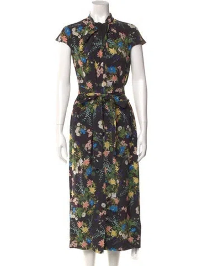 Pre-owned Erdem Silk Long Dress In Black
