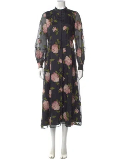 Pre-owned Erdem Silk Long Dress In Black