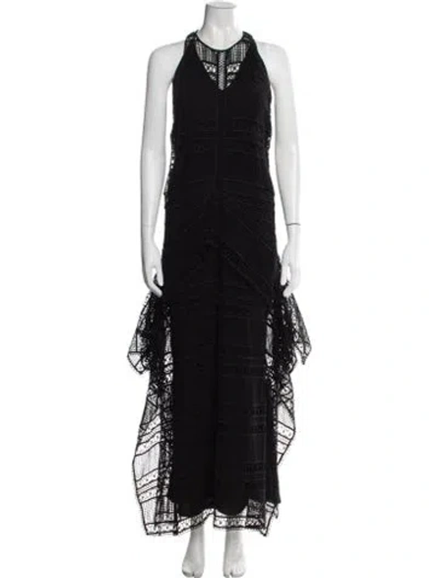 Pre-owned Erdem Silk Long Dress In Black