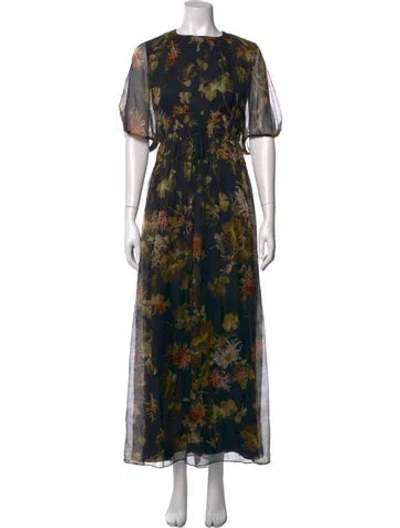 Pre-owned Erdem Silk Long Dress In Black
