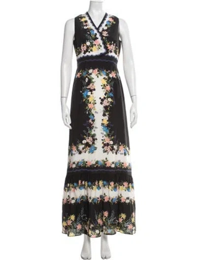 Pre-owned Erdem Silk Long Dress In Black