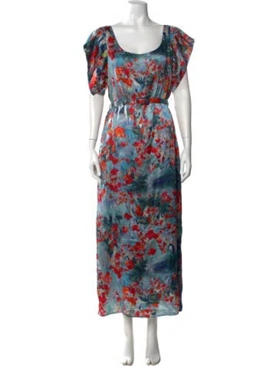 Pre-owned Erdem Silk Long Dress In Blue