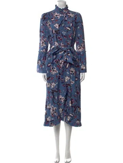 Pre-owned Erdem Silk Long Dress In Blue