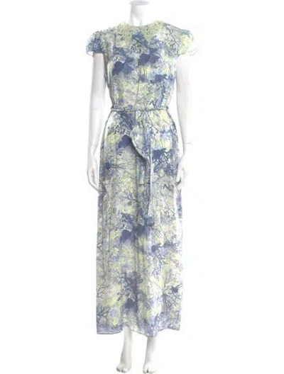 Pre-owned Erdem Silk Long Dress In Blue