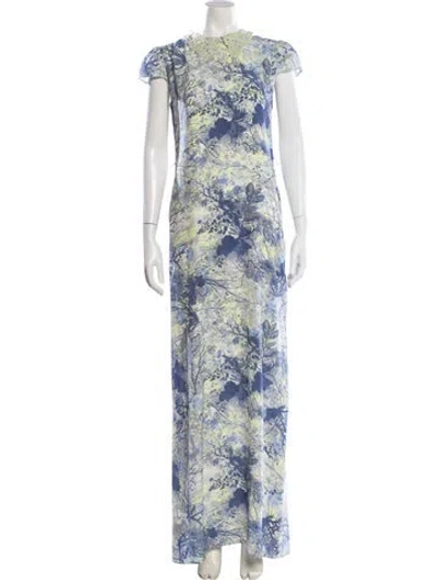 Pre-owned Erdem Silk Long Dress In Blue