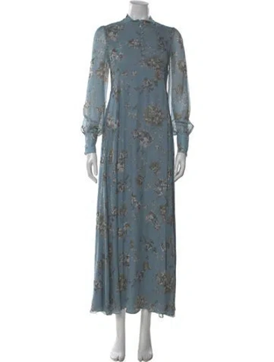 Pre-owned Erdem Silk Long Dress In Blue
