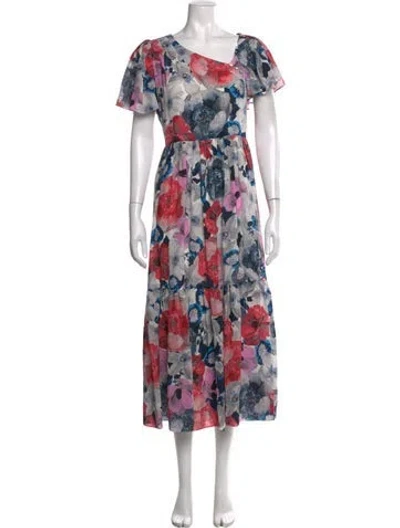Pre-owned Erdem Silk Long Dress In Grey