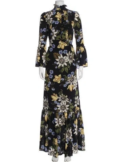 Pre-owned Erdem Silk Long Dress In Multi