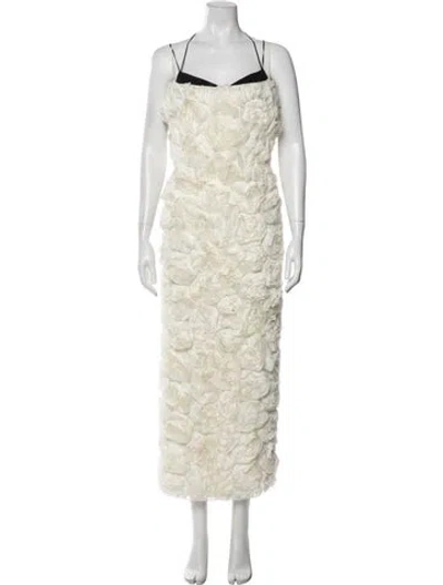 Pre-owned Erdem Silk Long Dress In Neutral