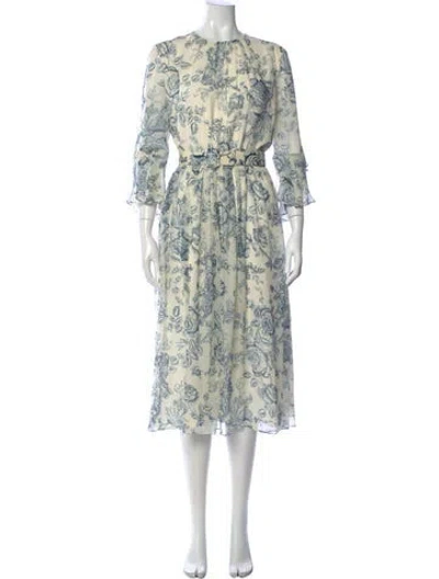 Pre-owned Erdem Silk Long Dress In Neutral