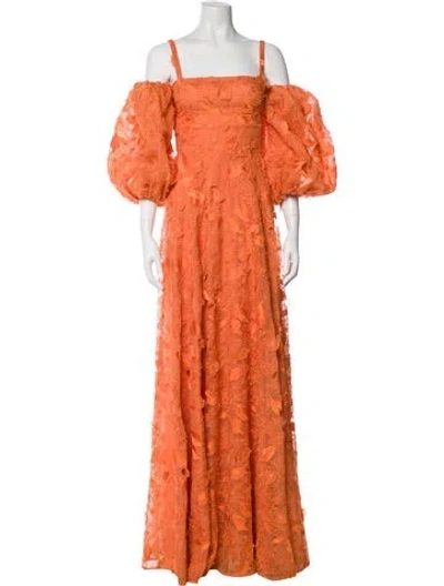 Pre-owned Erdem Silk Long Dress In Orange