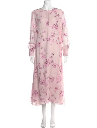 Pre-owned Erdem Silk Long Dress In Pink