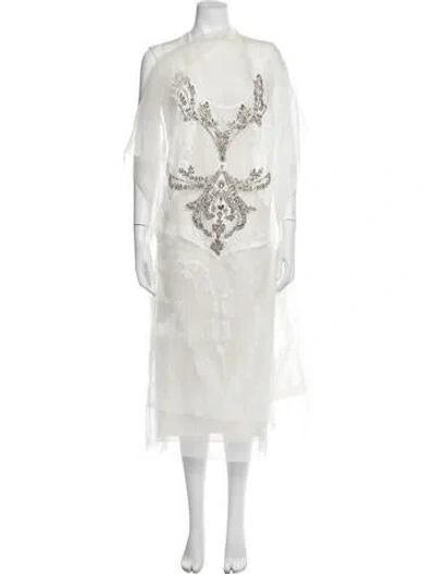 Pre-owned Erdem Silk Long Dress W/ Tags In Neutrals