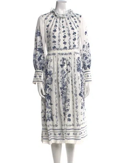 Pre-owned Erdem Silk Long Dress In White