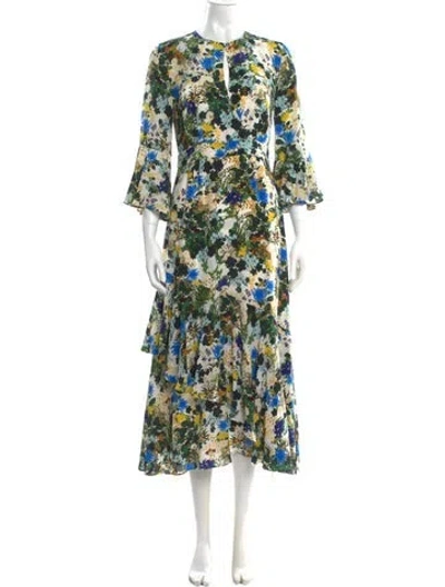 Pre-owned Erdem Silk Long Dress In White