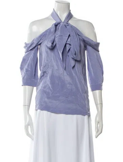 Pre-owned Erdem Silk Long Sleeve Blouse In Purple