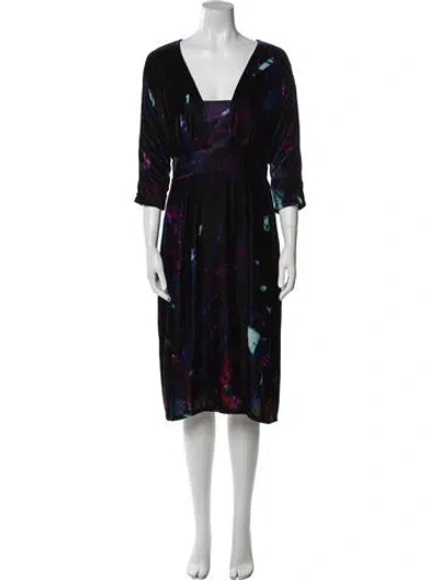 Pre-owned Erdem Silk Midi Length Dress In Black