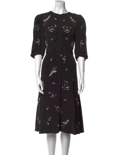 Pre-owned Erdem Silk Midi Length Dress In Black
