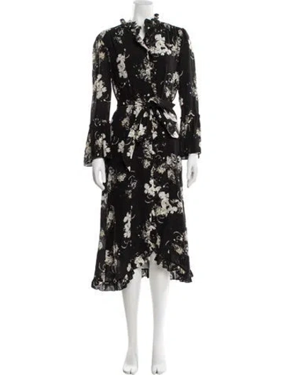 Pre-owned Erdem Silk Midi Length Dress In Black