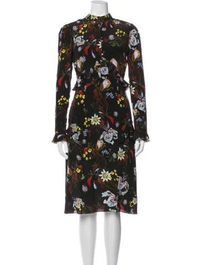 Pre-owned Erdem Silk Midi Length Dress In Black