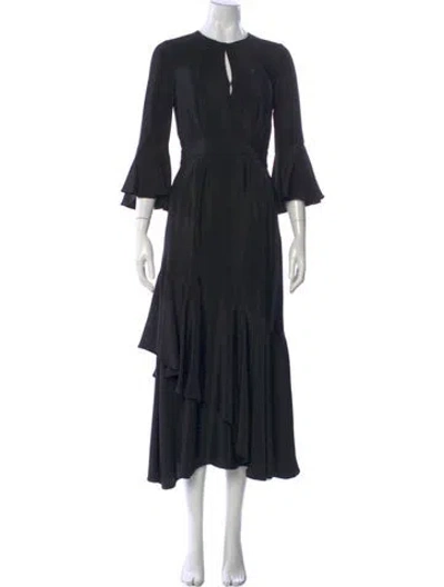 Pre-owned Erdem Silk Midi Length Dress In Black