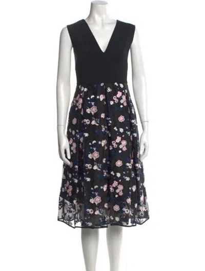 Pre-owned Erdem Silk Midi Length Dress In Black