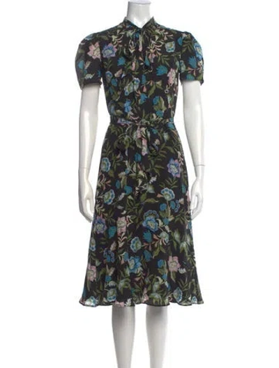 Pre-owned Erdem Silk Midi Length Dress In Black