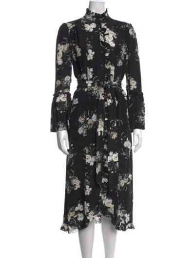 Pre-owned Erdem Silk Midi Length Dress In Black