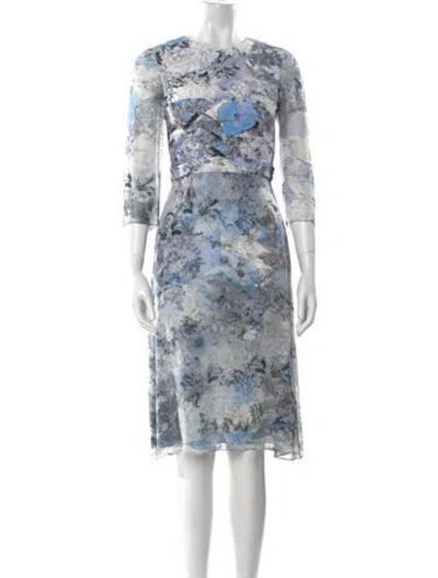 Pre-owned Erdem Silk Midi Length Dress In Blue