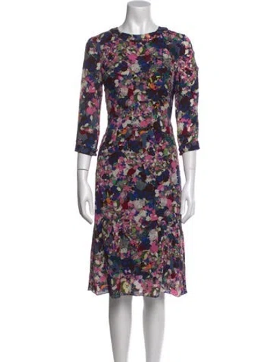 Pre-owned Erdem Silk Midi Length Dress In Blue