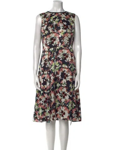 Pre-owned Erdem Silk Midi Length Dress In Blue