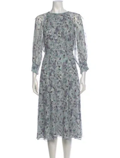 Pre-owned Erdem Silk Midi Length Dress In Blue