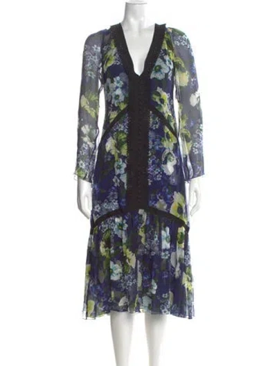 Pre-owned Erdem Silk Midi Length Dress In Blue