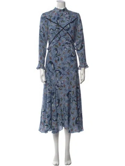 Pre-owned Erdem Silk Midi Length Dress In Blue