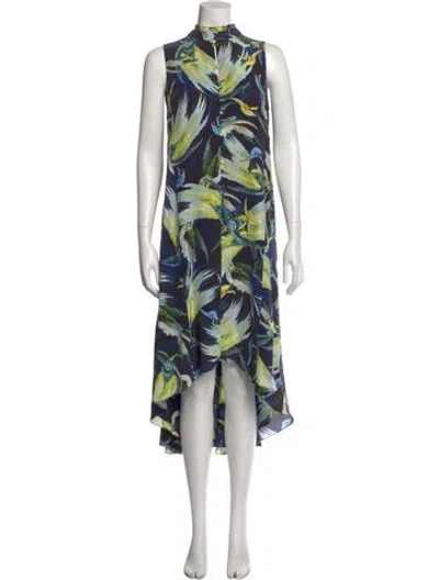 Pre-owned Erdem Silk Midi Length Dress In Blue