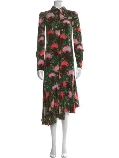Pre-owned Erdem Silk Midi Length Dress In Green
