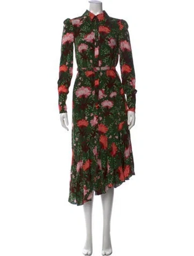 Pre-owned Erdem Silk Midi Length Dress In Green