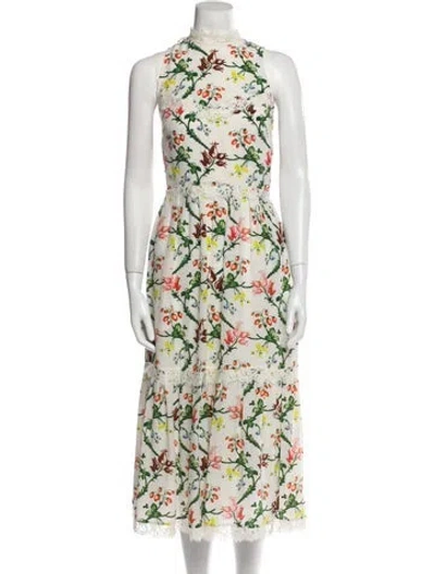 Pre-owned Erdem Silk Midi Length Dress In Neutral