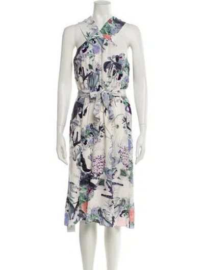 Pre-owned Erdem Silk Midi Length Dress In Neutral