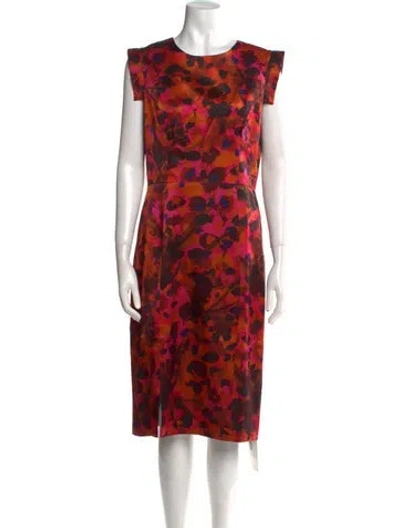 Pre-owned Erdem Silk Midi Length Dress In Orange