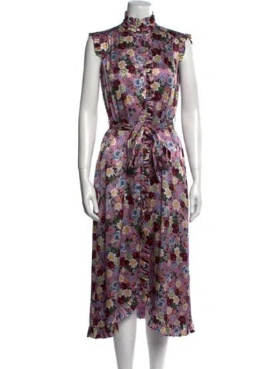 Pre-owned Erdem Silk Midi Length Dress In Purple