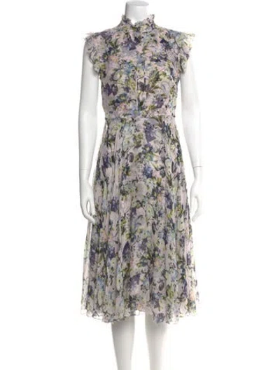 Pre-owned Erdem Silk Midi Length Dress In Purple