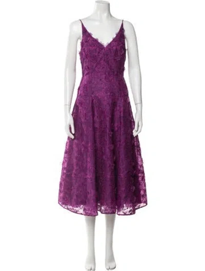 Pre-owned Erdem Silk Midi Length Dress In Purple