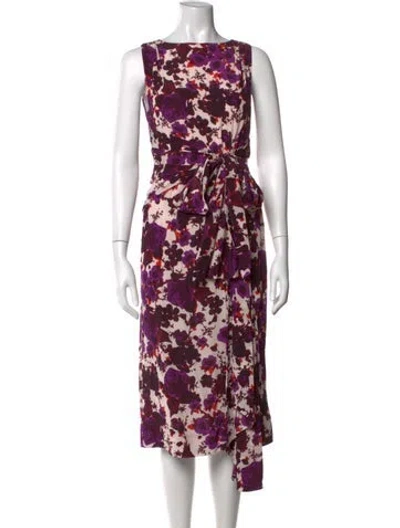 Pre-owned Erdem Silk Midi Length Dress In Purple